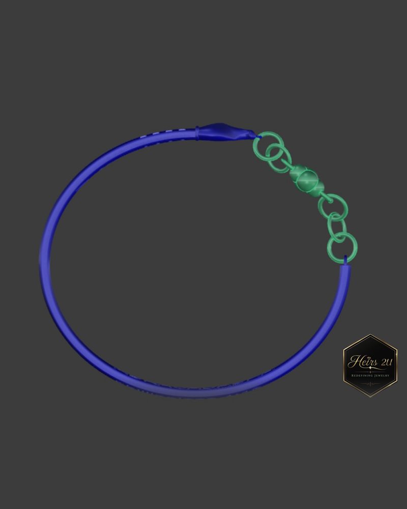 A 3D CAD model of the Curved Paintbrush Bracelet seen from above